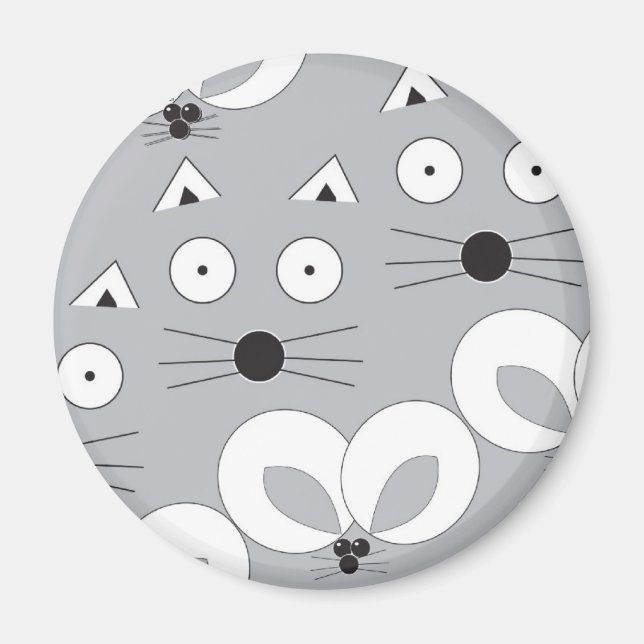 Aimant Motif de chat et souris gris (Devant)
