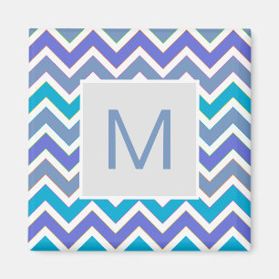 Aimant Motif de Chevron Sportif Bleu Foncé Monogramme