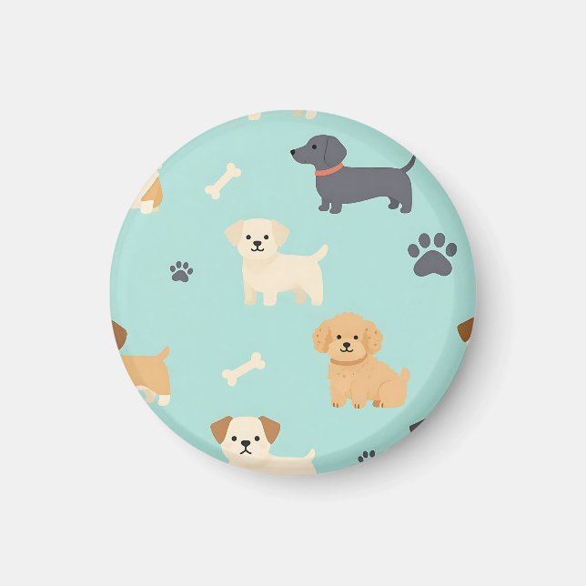 Aimant Motif de chiots mignons (Devant)