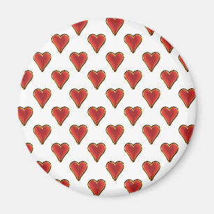 Aimant Motif de cœur drôle or rouge + votre fond & texte