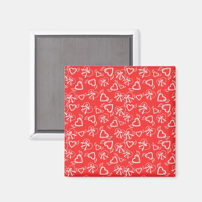 Aimant Motif de coeurs de la Saint-Valentin d'ange (Recto/Verso)