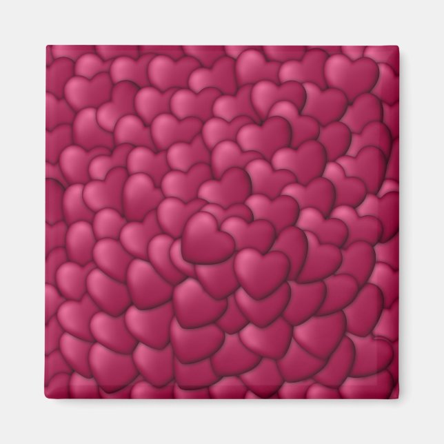 Aimant Motif de coeurs rouges 3D romantiques-32322 (Devant)