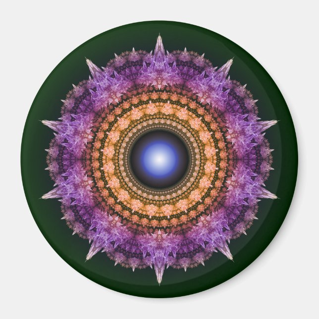 Aimant Motif de cristal violet fractal (Devant)