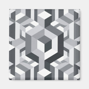 Aimant Motif de cube isométrique monochrome
