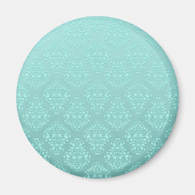 Aimant Motif de Damas Turquoise Turquoise pâle (Devant)