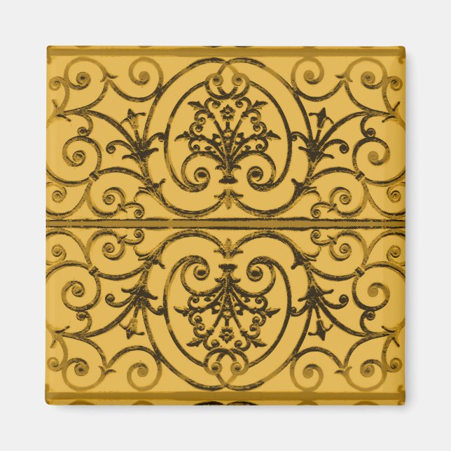 Aimant Motif de défilement noir et or (Devant)