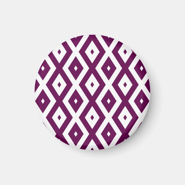 Aimant Motif de diamant blanc et violet de prune (Devant)
