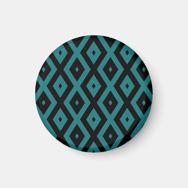 Aimant motif de diamants turquoise et noir (Devant)