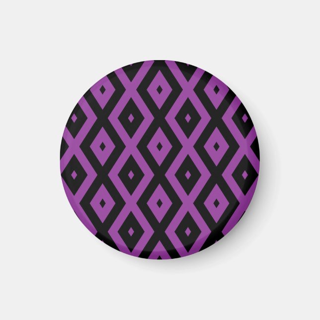 Aimant Motif de diamants violet et noir (Devant)