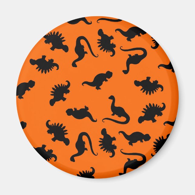 Aimant Motif de dinosaure mignon sur orange (Devant)