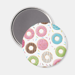 Aimant Motif de Donuts Colorés Rétro pour une Fête Amusan