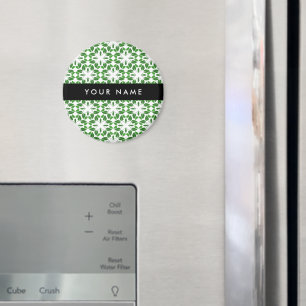 Aimant Motif de feuille, feuilles vertes, votre nom