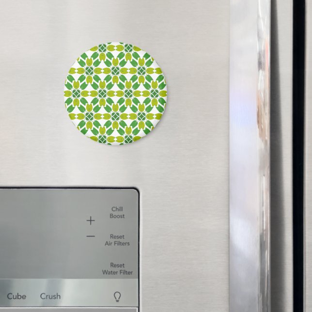 Aimant Motif de feuille, motif de feuilles, feuilles vert (In situ (réfrigérateur))
