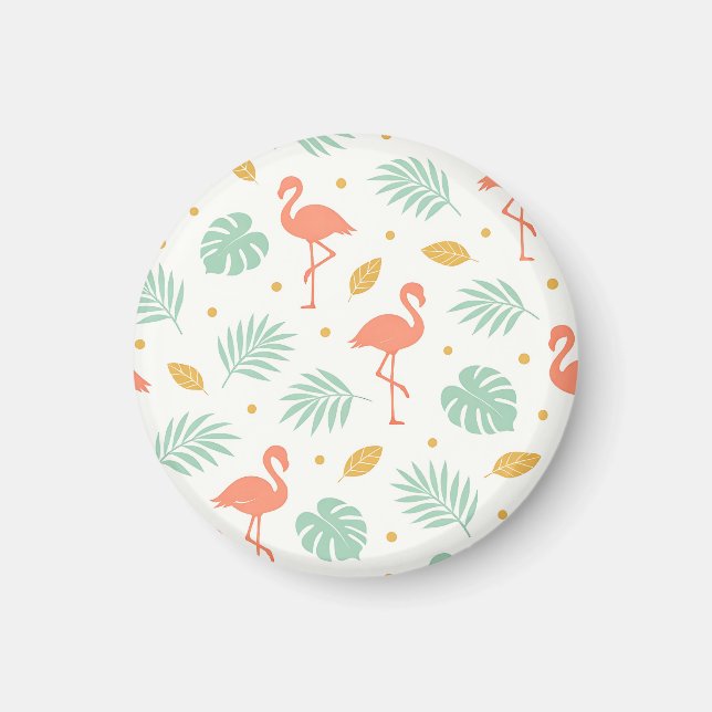 Aimant Motif de feuille tropicale flamant corail (Devant)