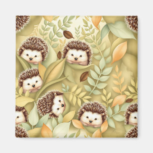 Aimant Motif de feuilles d'automne de hérisson mignon