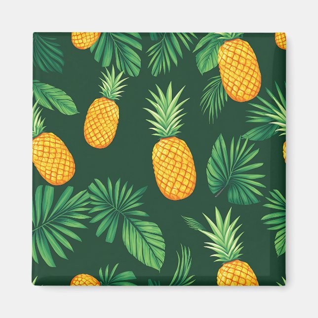 Aimant Motif de feuilles de ananas tropical (Devant)