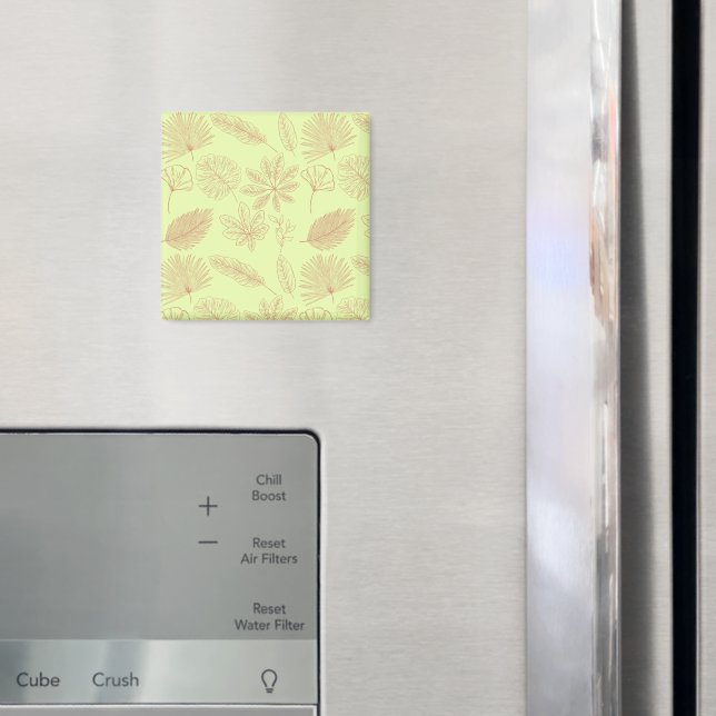 Aimant Motif de feuilles vert pastel et beige  (In situ (réfrigérateur))