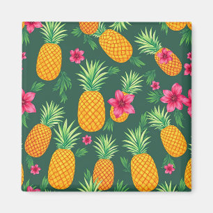 Aimant Motif de fleur d'hibiscus tropical à l'ananas
