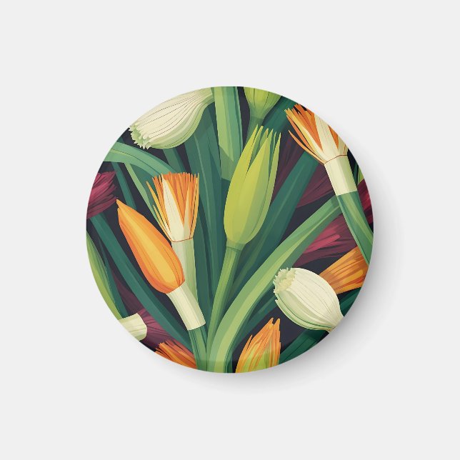 Aimant Motif de fleur d'oignon vibrant (Devant)