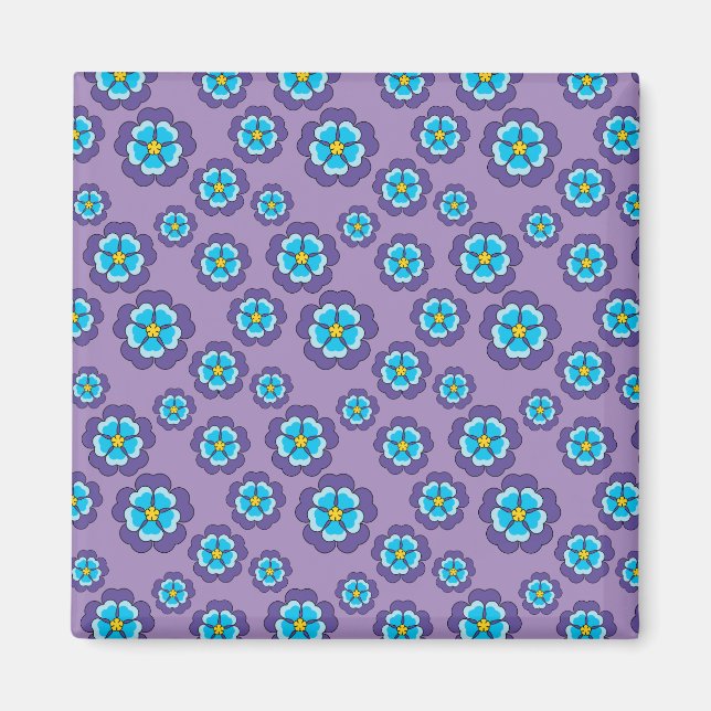 Aimant Motif de fleurs bleu violet (Devant)
