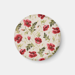 Aimant Motif de fleurs de coquelicots rouges vintage bril
