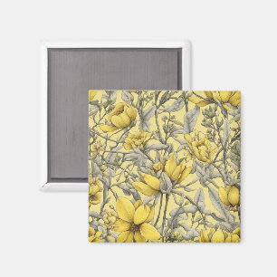 Aimant Motif de fleurs jaunes botaniques