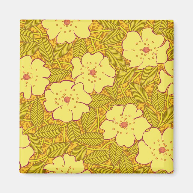 Aimant Motif de fleurs jaunes tropicales (Devant)