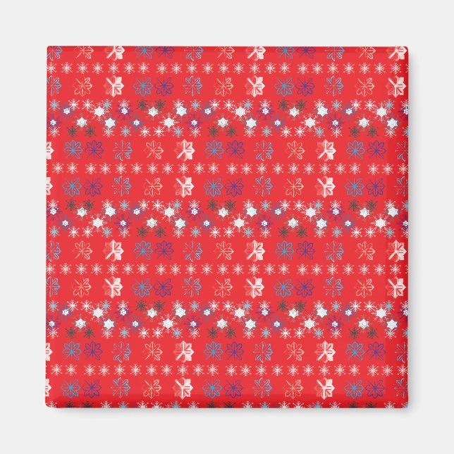 Aimant Motif de flocon de neige moderne Red Christmas (Devant)