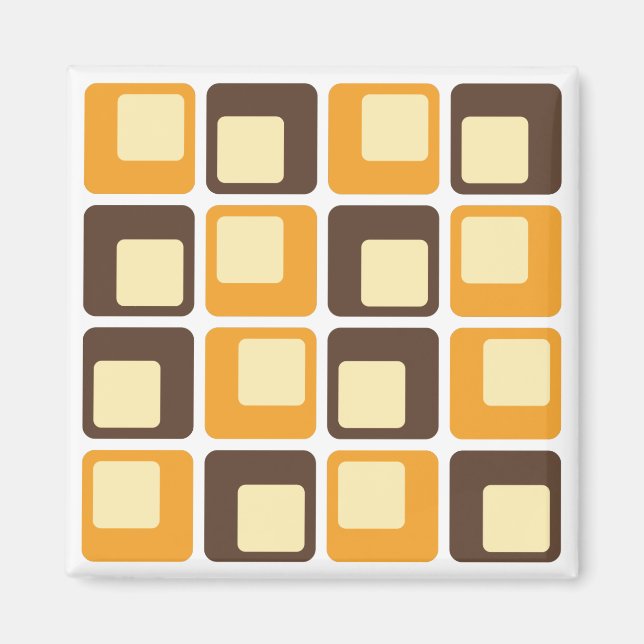 Aimant motif de formes Carré rétro les années 70 (Devant)