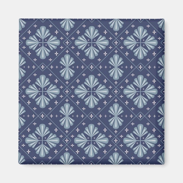 Aimant Motif de formes géométriques bleues  (Devant)
