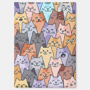 Aimant Motif de foule de chats mignons et colorés avec vi