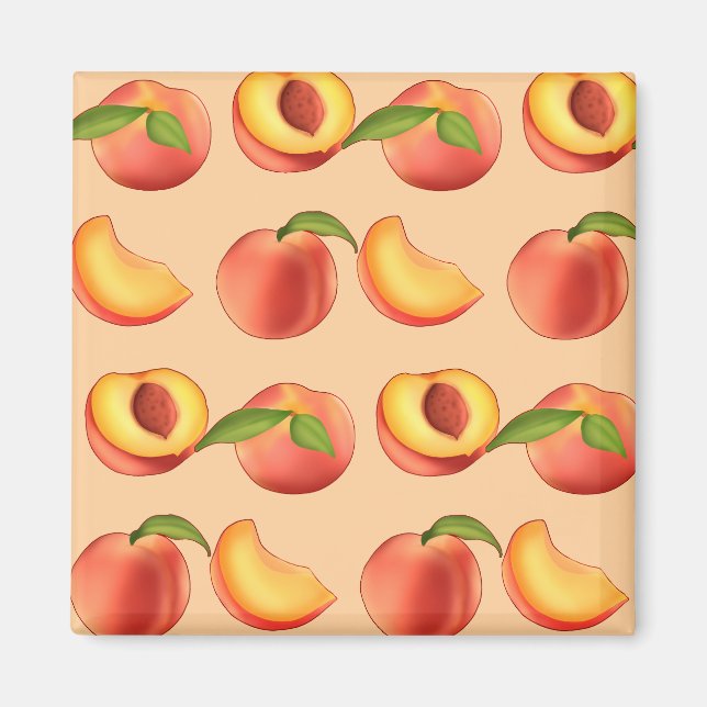 Aimant Motif de fruits de pêche (Devant)