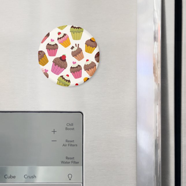Aimant Motif de gâteau, Motif de muffin, Chocolat, Coeurs (In situ (réfrigérateur))