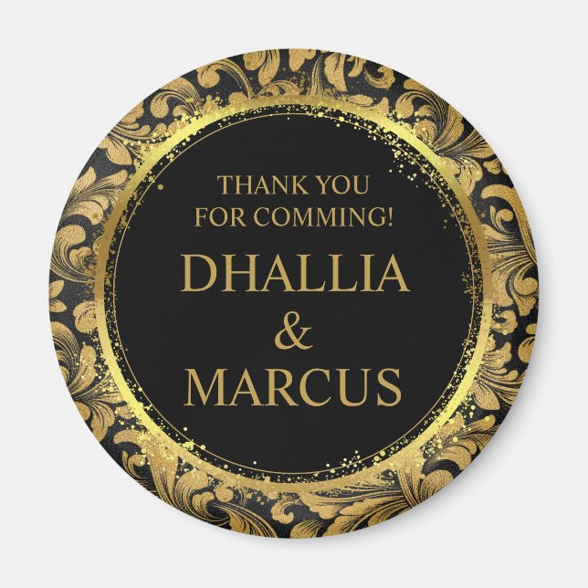 Aimant Motif de goth noir et or (Devant)