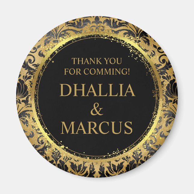 Aimant Motif de goth noir et or (Devant)