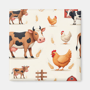 Aimant Motif de grange d'animaux de ferme mignons