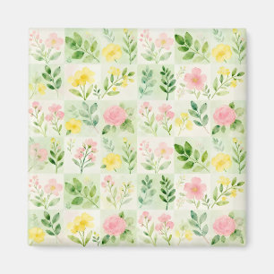 Aimant Motif de grille florale à l'aquarelle