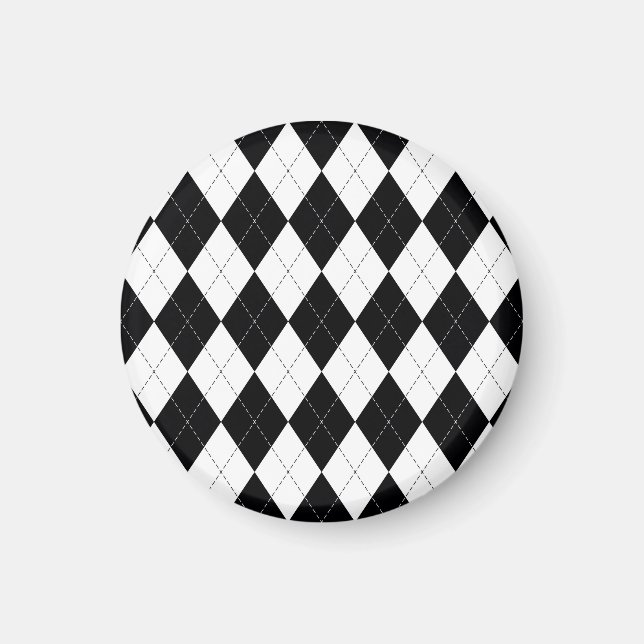 Aimant Motif de Jacquard géométrique noir blanc (Devant)