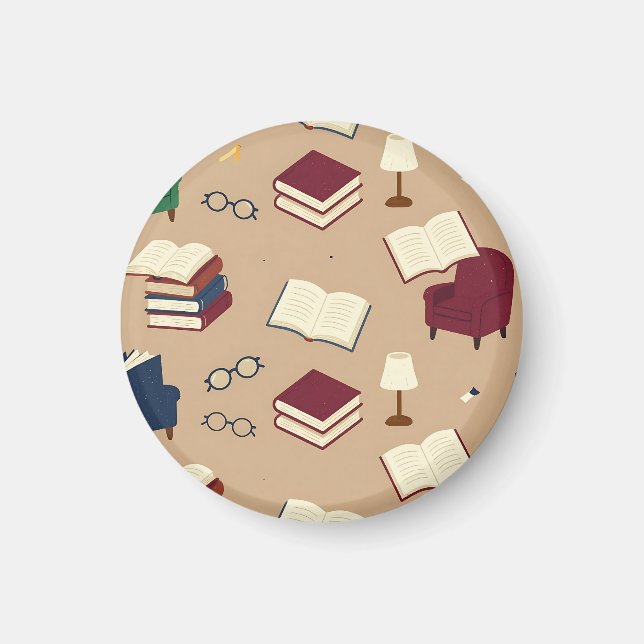 Aimant Motif de livres de coin de lecture cosy (Devant)