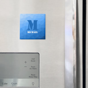 Aimant Motif de maille géométrique bleu clair Monogramme
