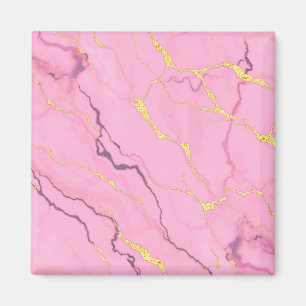 Aimant Motif de marbre rose avec veines d'or