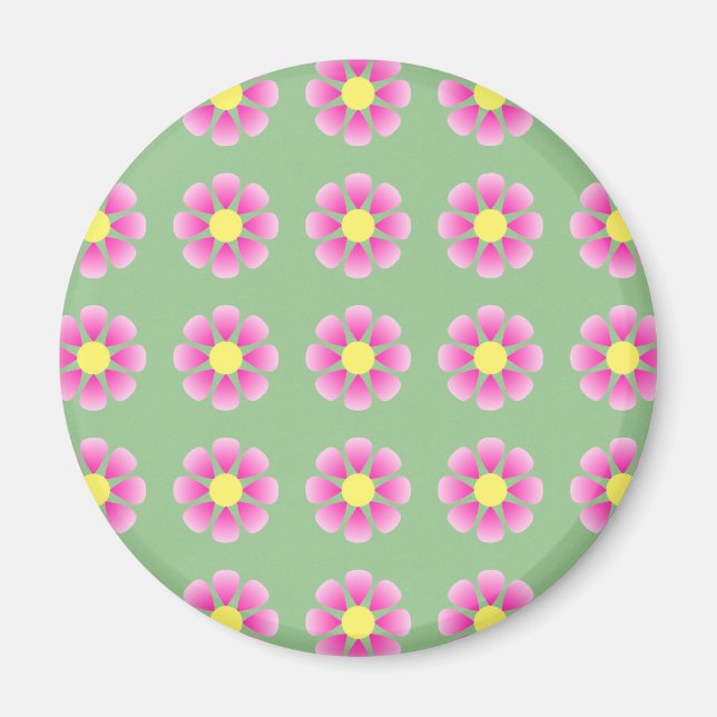 Aimant Motif de marguerite rose (Devant)