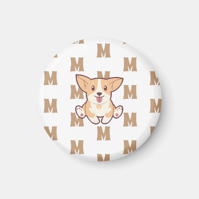 Aimant Motif de monogramme Corgi (Devant)