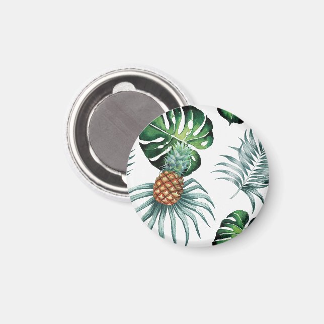 Aimant Motif de palmier de jungle à l'aquarelle tropicale (Recto/Verso)