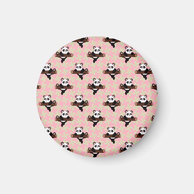 Aimant Motif de panda mignon sur fond rose – Sans couture (Devant)