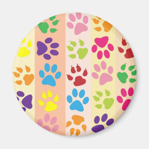 Aimant Motif de pattes d'animaux colorées