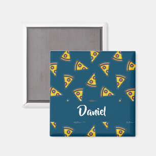 Aimant Motif de pizza sur fond bleu