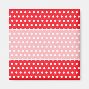 Aimant Motif de point rouge et blanc de polka. Tacheté