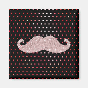 Aimant Motif de pois rose Girly drôle de moustache de