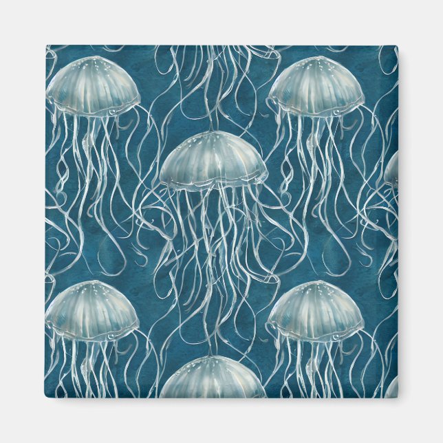 Aimant Motif de poisson marine bleu et blanc gelée (Devant)